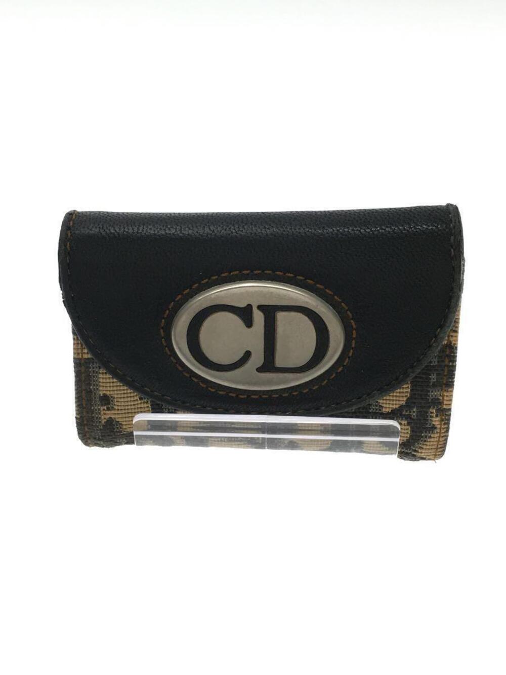 Christian Dior Key Case Wallet Leather Camel Brown All over hook